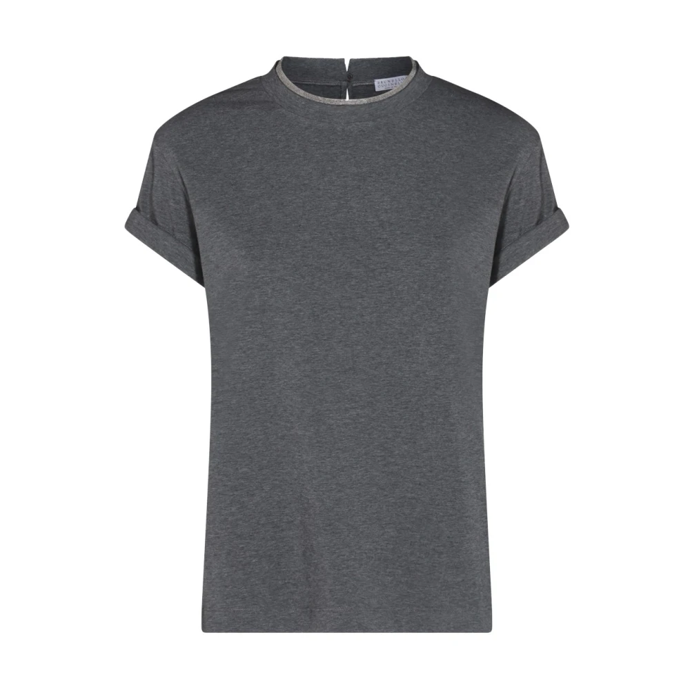 BRUNELLO CUCINELLI Donkergrijze Katoenen T-shirt en Polo Gray Dames