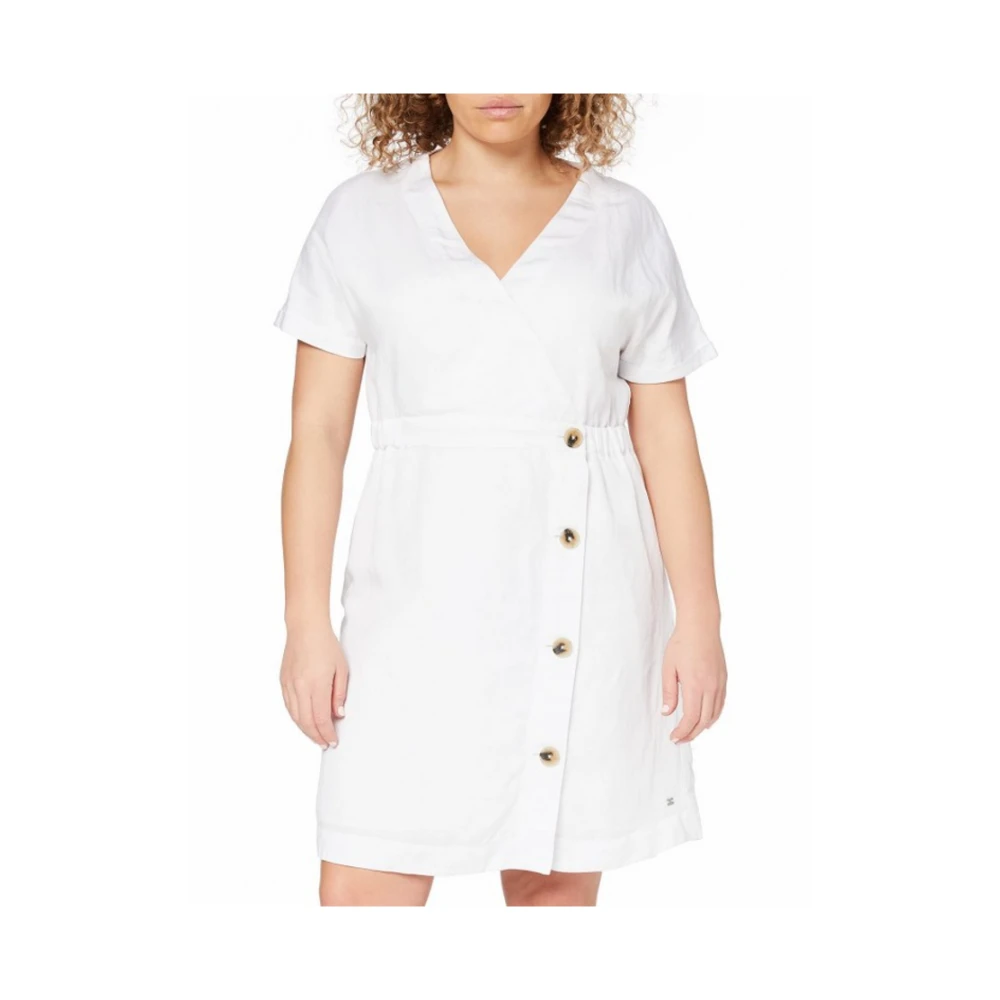 Tommy Hilfiger Linnen SS Jurk White Dames