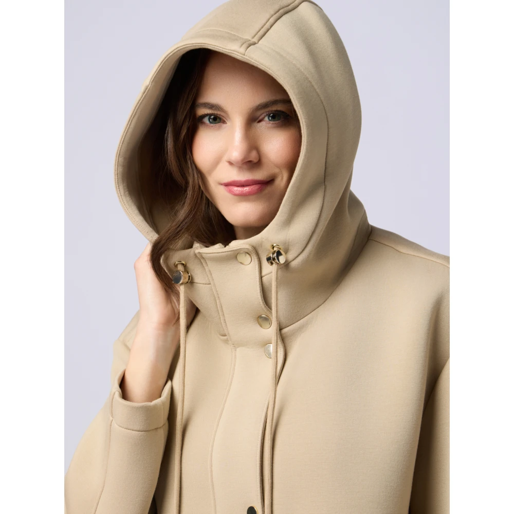 Oltre Jas van scuba met capuchon Beige Dames