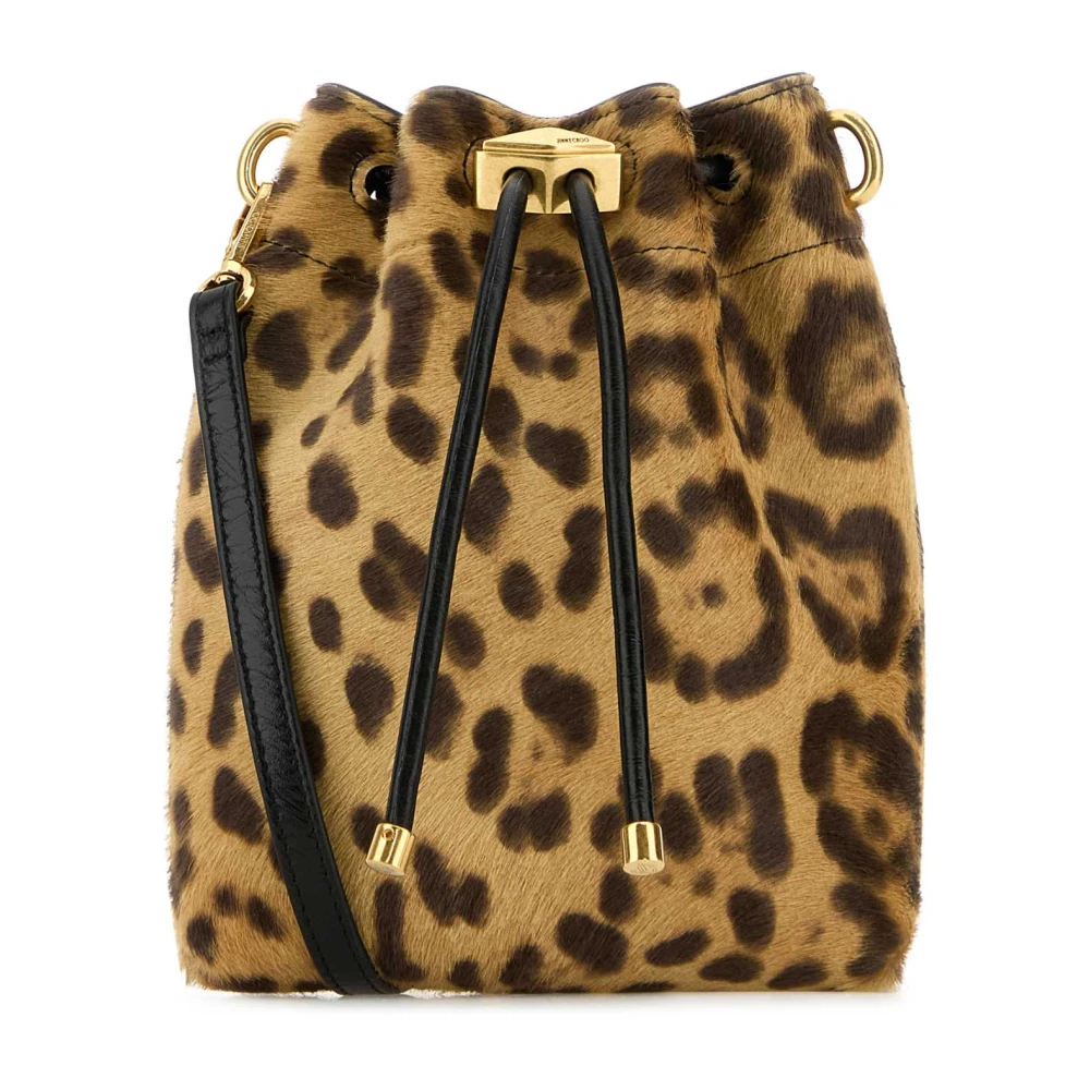 Jimmy Choo Bon Bucket Tas van Bedrukte Kalfsvacht Brown Dames