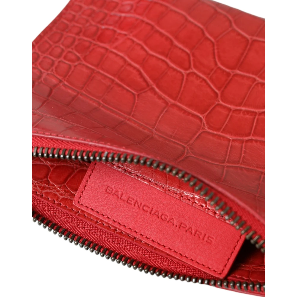 Balenciaga Exotische Rode Alligatorleren Clutch Red Dames