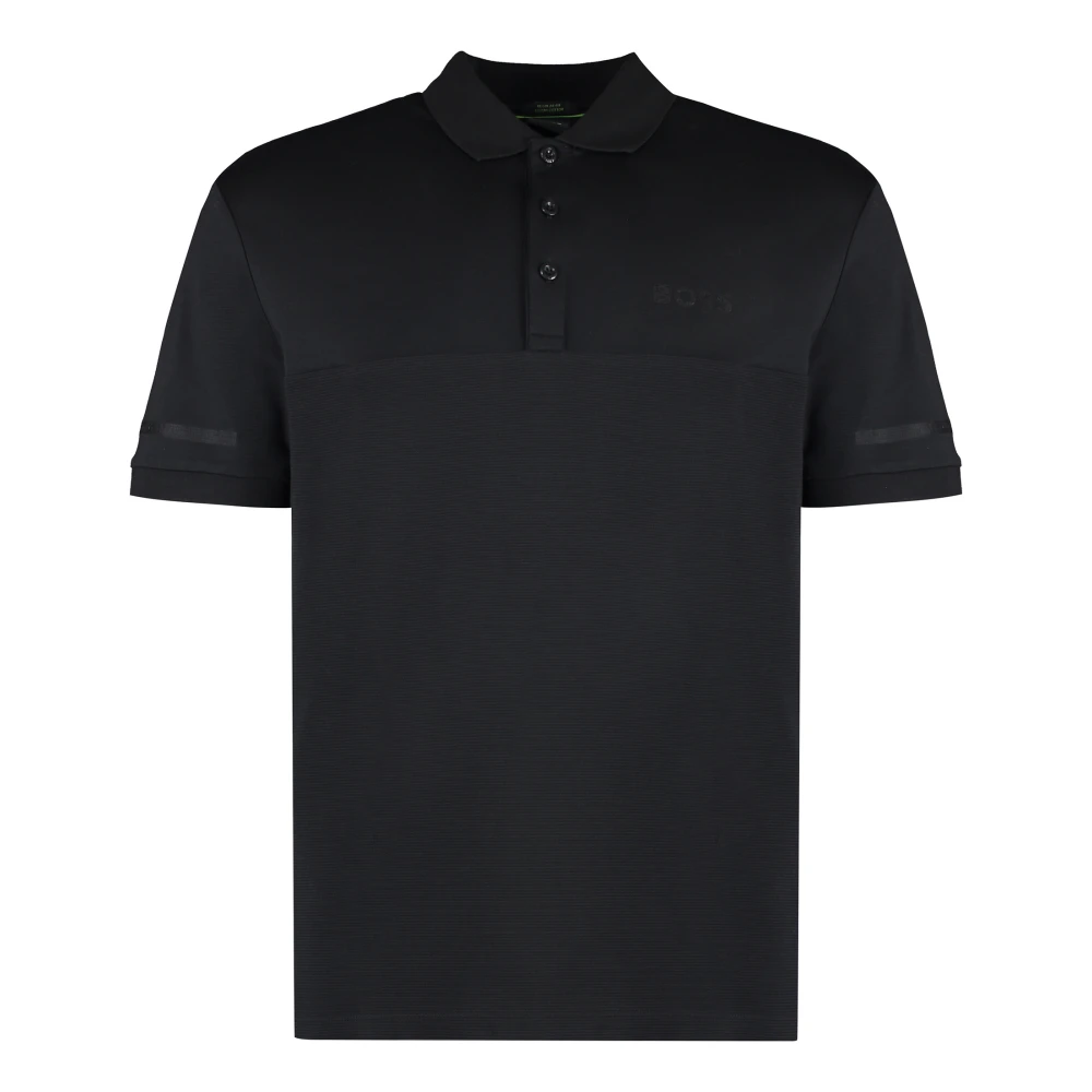 Hugo Boss Bomull Polo Skjorta med Ribbade Kanter Black, Herr