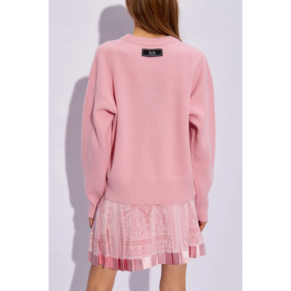 Versace Wollen trui met logo Pink Dames