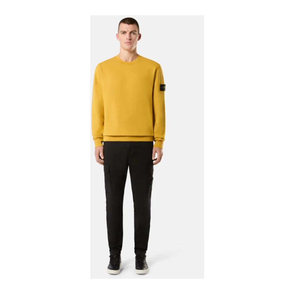 Stone Island Katoen Fleece Crewneck Sweater Yellow Heren