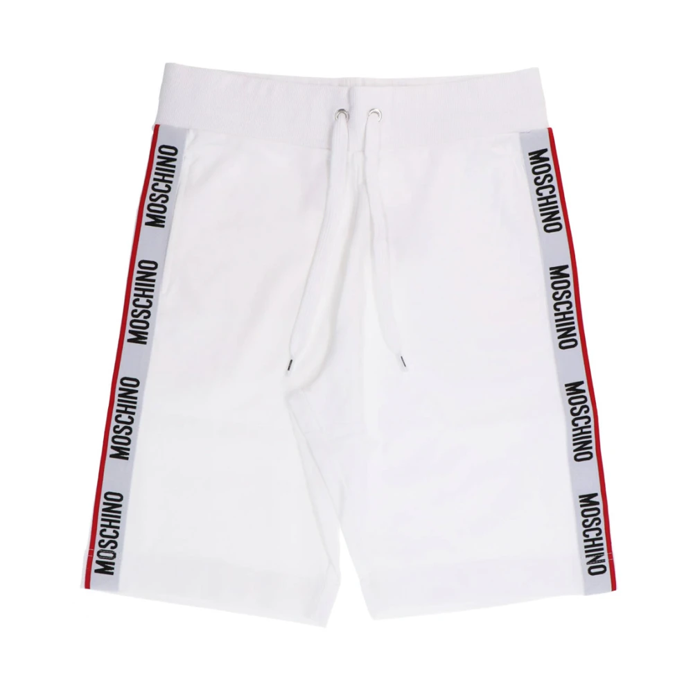 Love Moschino Witte Sportieve Shorts Katoen Elastiek White Heren