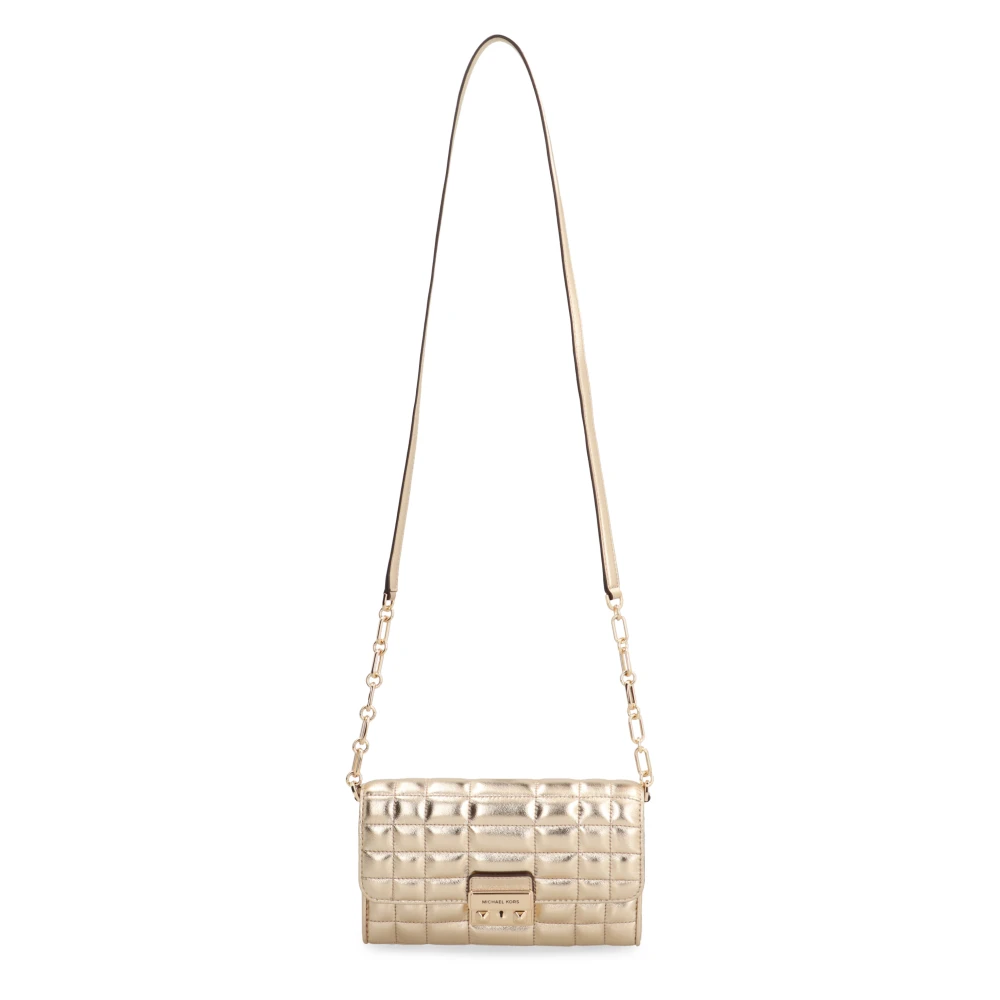 Michael Kors Stijlvolle leren portemonnee met ketting Yellow Dames