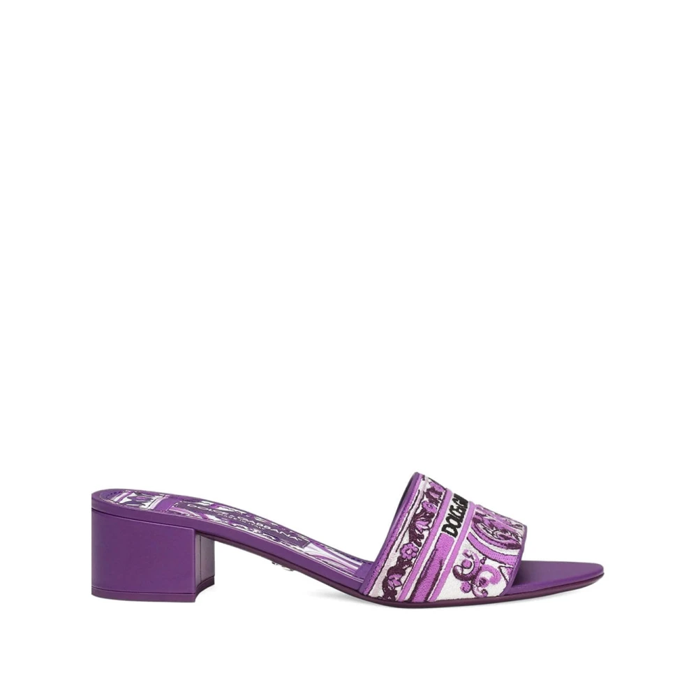Dolce & Gabbana Women's Purple Heeled Mules For