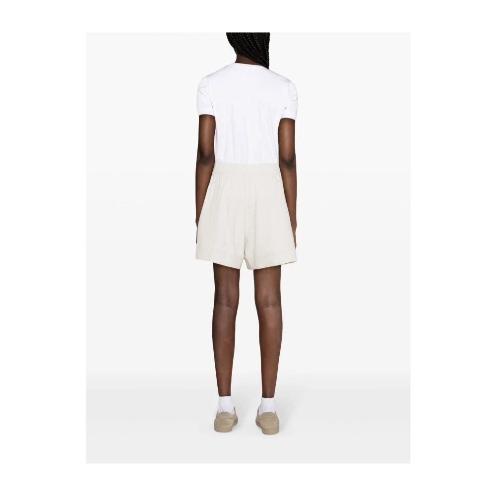 BRUNELLO CUCINELLI Shorts van stretchkatoen met elastische tailleband White Dames