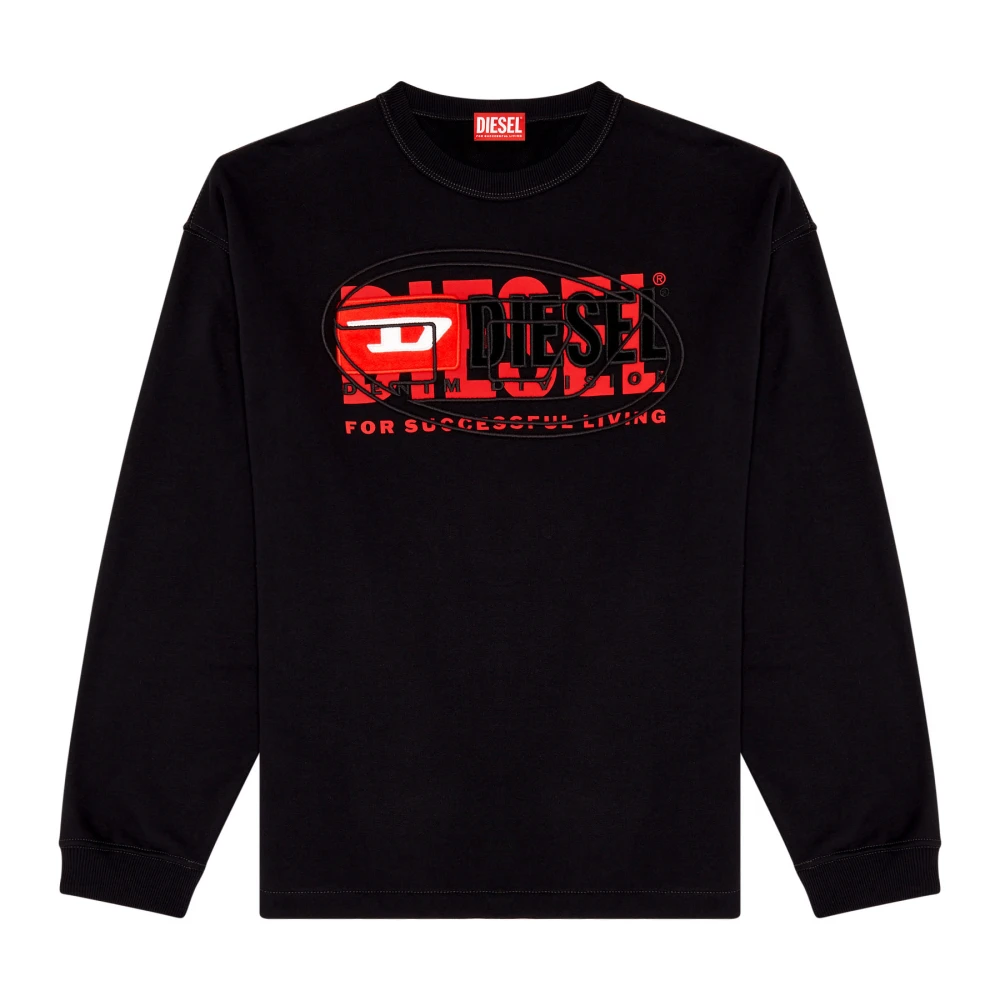 Diesel Sweatshirt with layered logos Black Heren