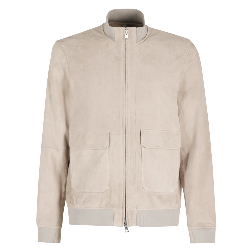 Duno Men's Beige Leather Jackets, M, Bomber Octane Bolgheri