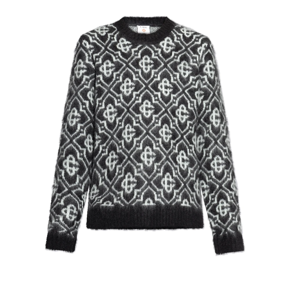 Casablanca Men's Black Monogram Jumper - Round-Neck Knitwear - L - Knitwear