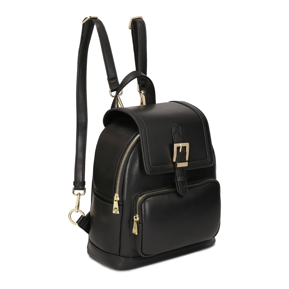 Kazar Zwarte leren rugzak met klep Black Dames