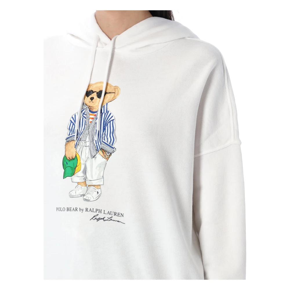 Ralph Lauren Polo Bear Fleece Hoodie White Dames