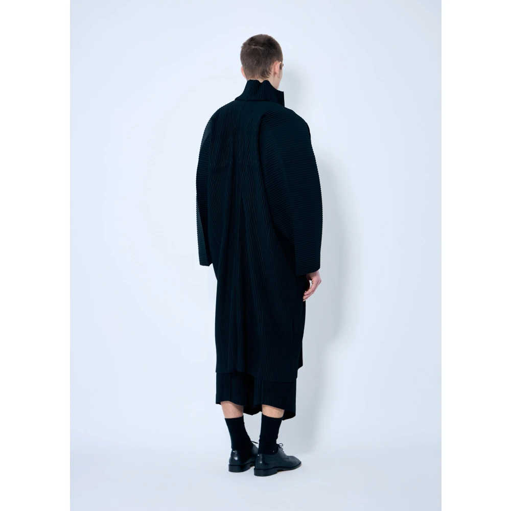 Issey Miyake Geplooide Staande Kraag Jas Black Heren