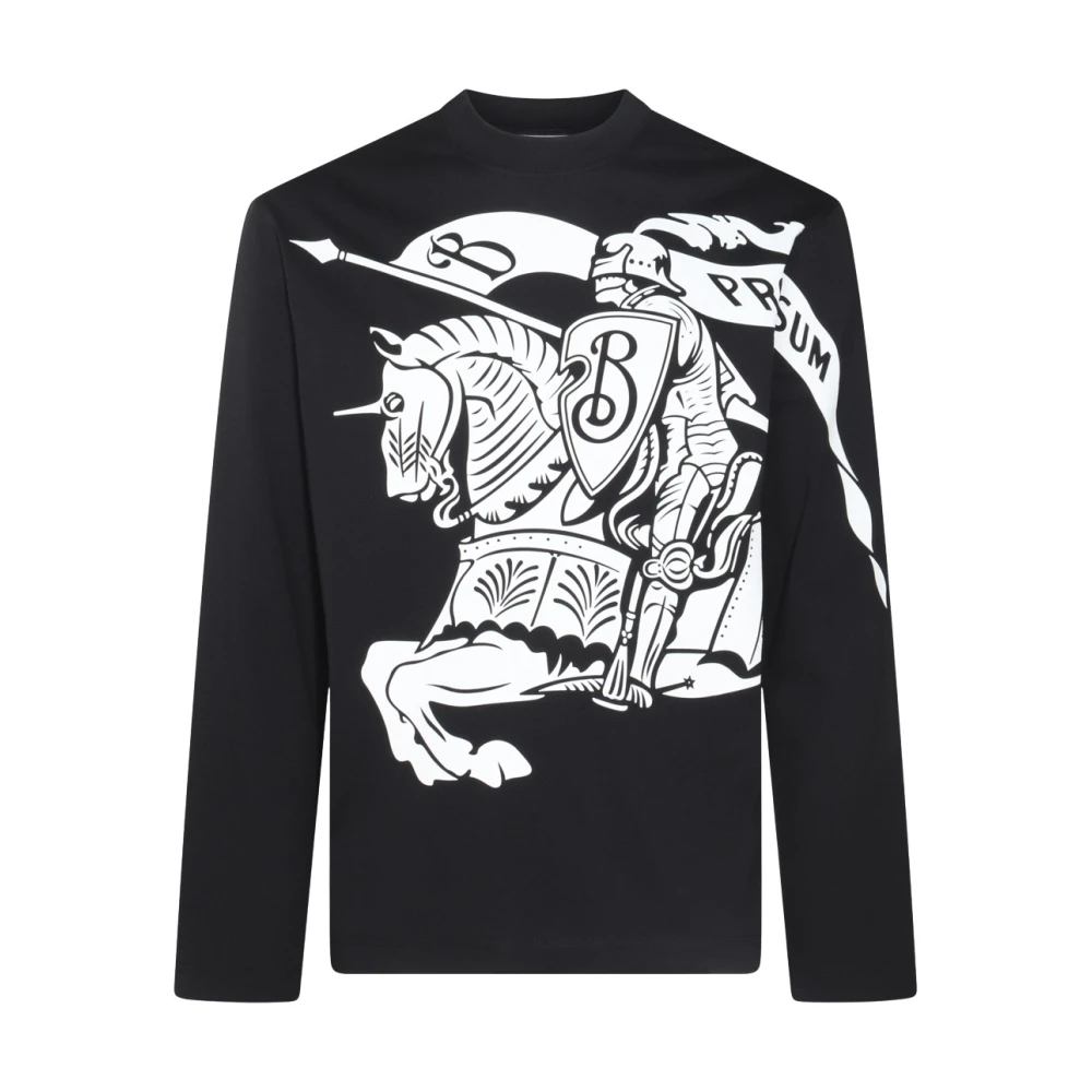 Burberry Zwart Katoenen T-shirt met Logo Print Black Heren