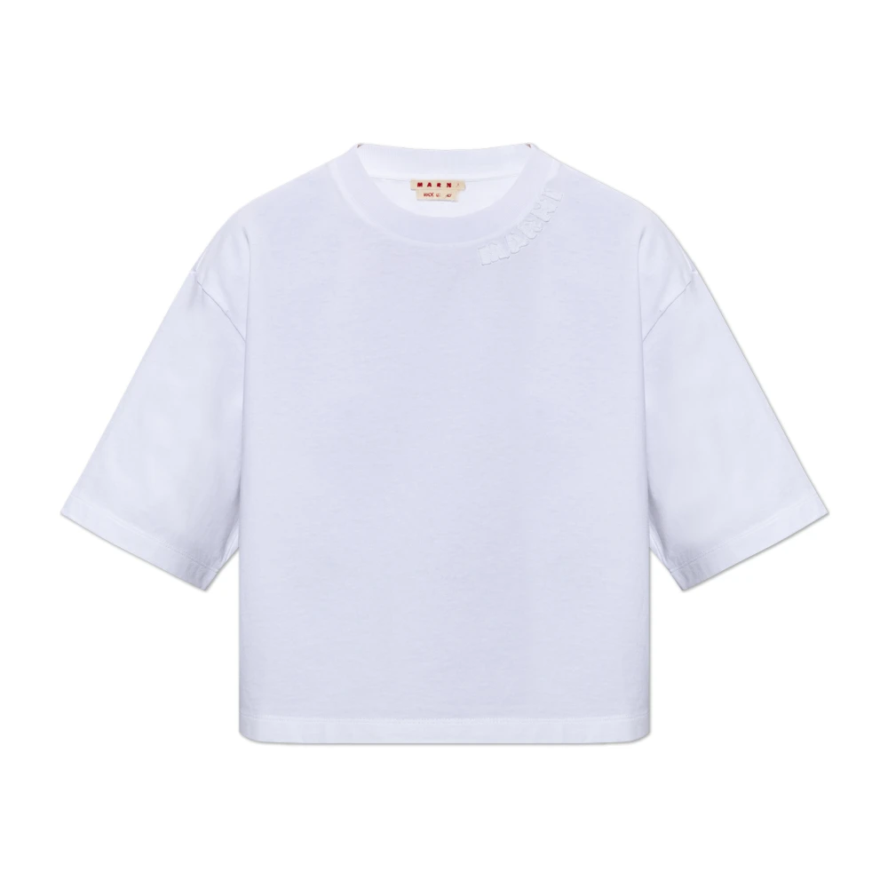 Marni Donna Bianco Oversized Cotton T-Shirt - Woman T-Shirts It - 40 - Immagine 3
