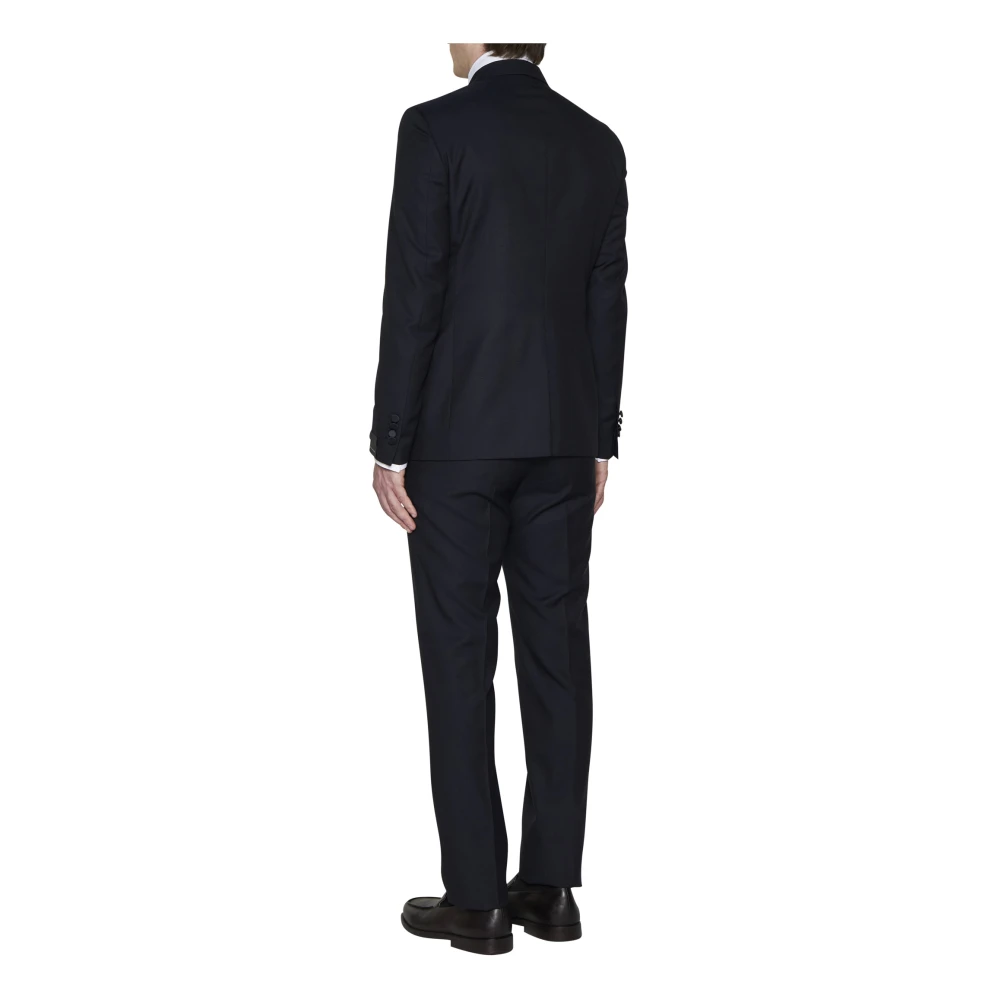 Tagliatore Blauw Jacquard Satijn Trim Pak Set Blue Heren