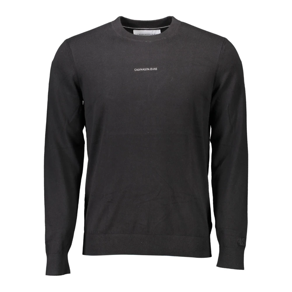 Calvin Klein Svart långärmad broderad tröja Black, Herr