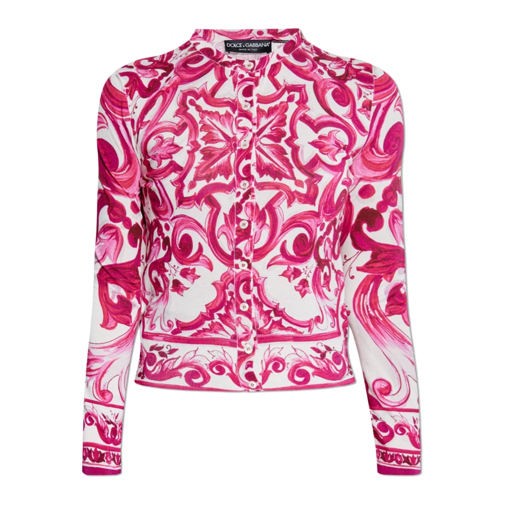 Dolce & Gabbana Cardigan met Majolica-patroon Pink Dames