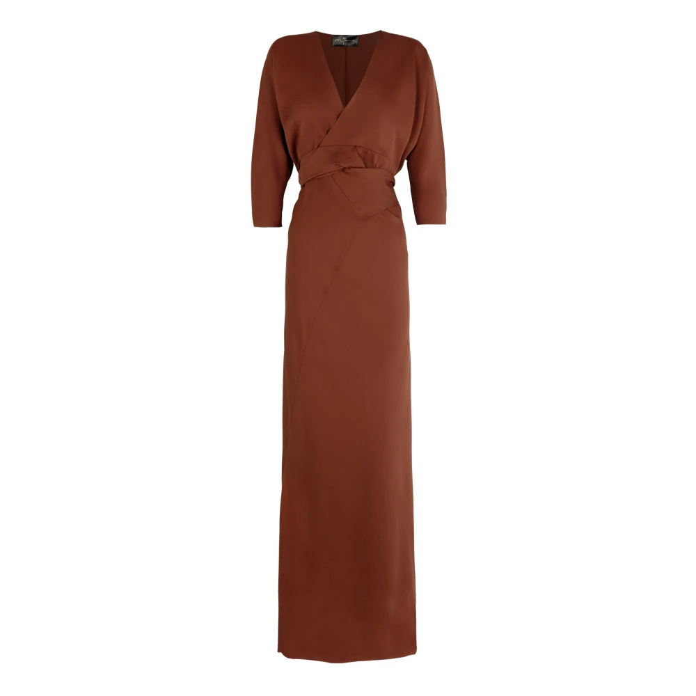 Cortana Women's Red Wrap Dresses, L, Mara, Long Dark Silk Dress