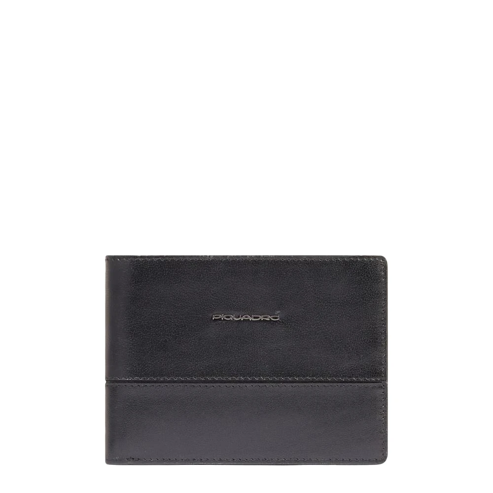 Piquadro Homme Noir Accessoires, Taille: One Size Portefeuille En Cuir Avec Porte-Monnaie Et Protection Rfid