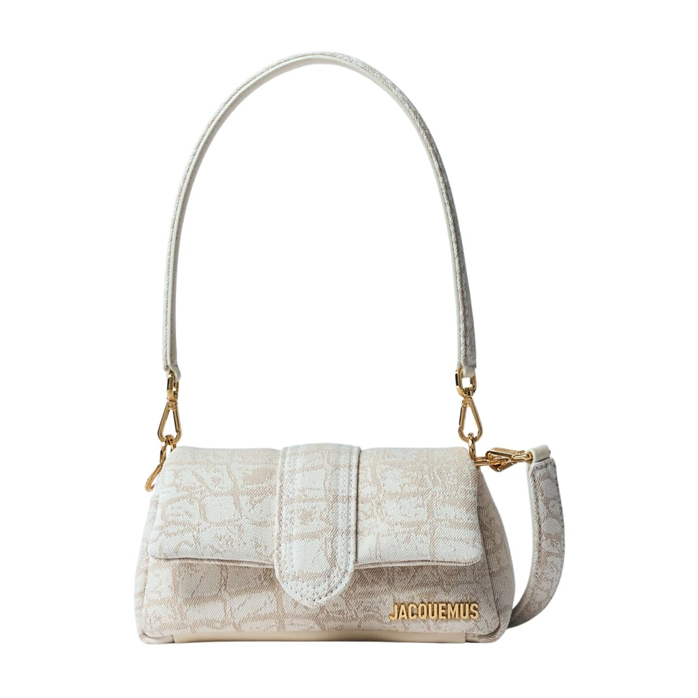 Jacquemus Gewatteerde Katoenen Schoudertas met Logo Beige Dames