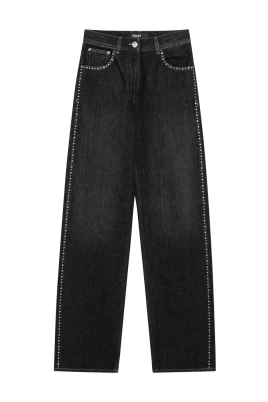 Jeans med hög midja och utsmyckning