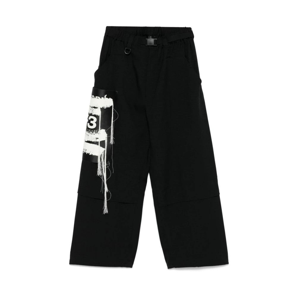 Y-3 Zwarte Broek met Riem en Verborgen Rits Black Heren
