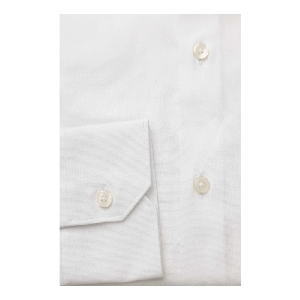 Bagutta Heren Katoenen Overhemd Effen Kleur White Heren