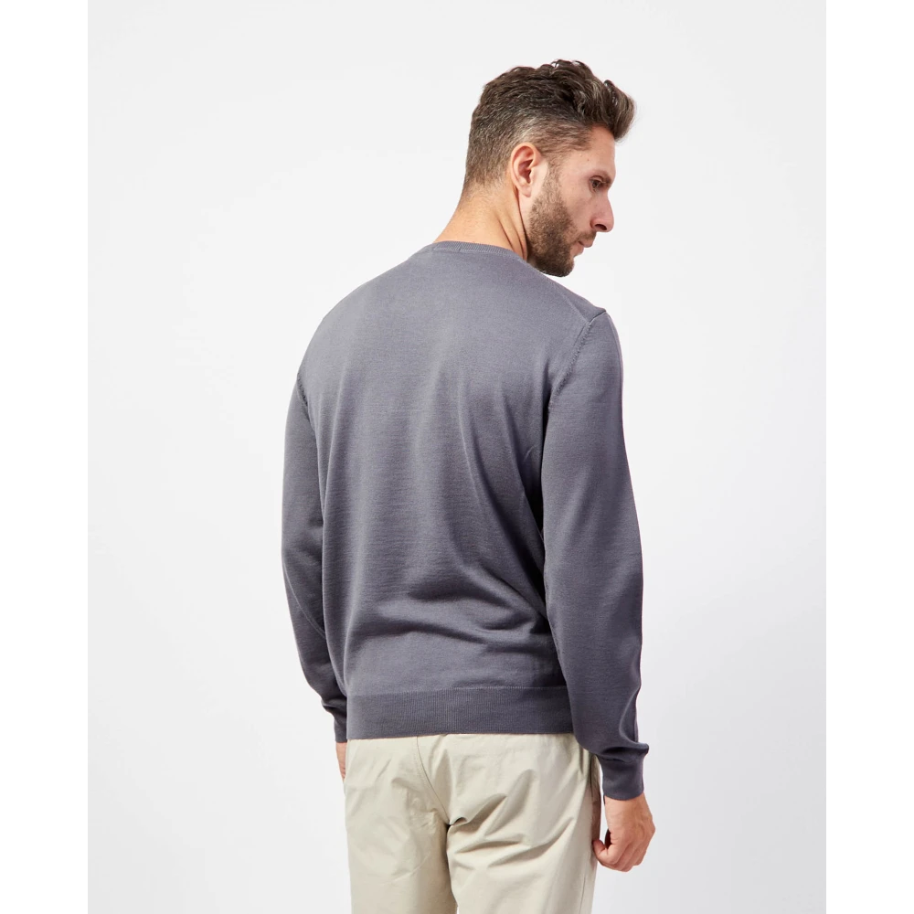 Hugo Boss Grijze Crewneck Sweater Geborduurd Logo Gray Heren