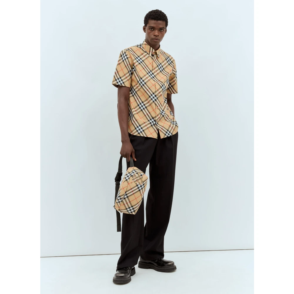 Burberry Klassieke Check Poplin Overhemd Beige Heren