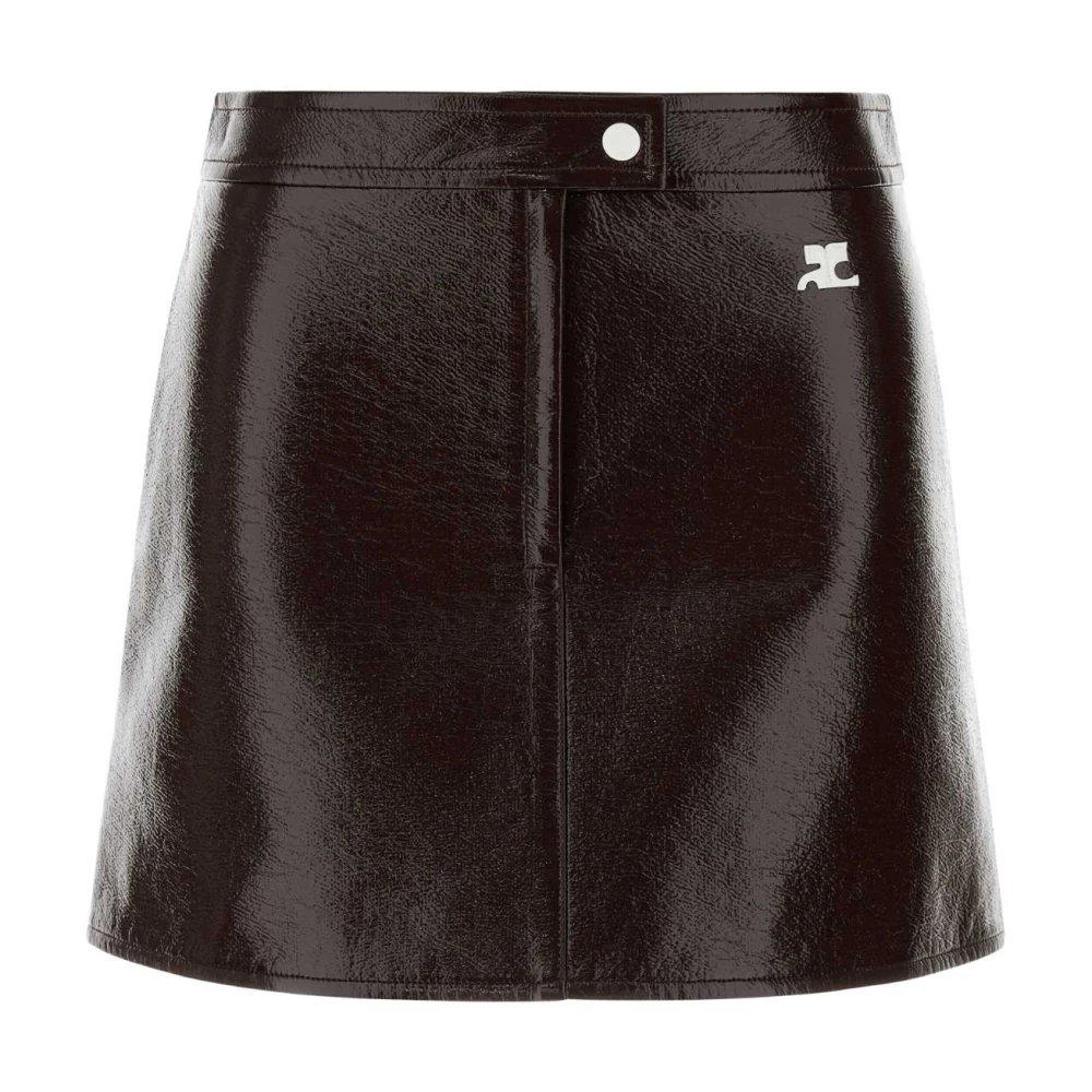 Courrèges Women's Brown Reedition Vinyl Mini Skirt - Short Skirts - S - Skirts