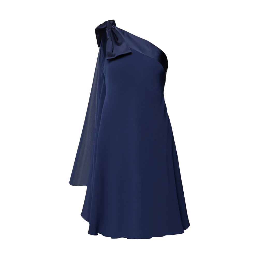 Ralph Lauren One-Shoulder Jurk met Blauwe Strik Blue Dames