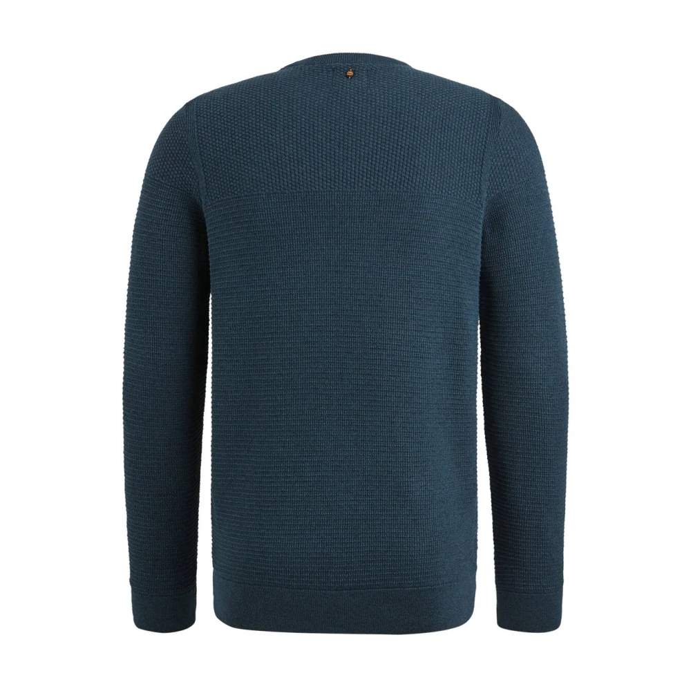 PME Legend Katoen Mouline R-Neck Pullover Blue Heren