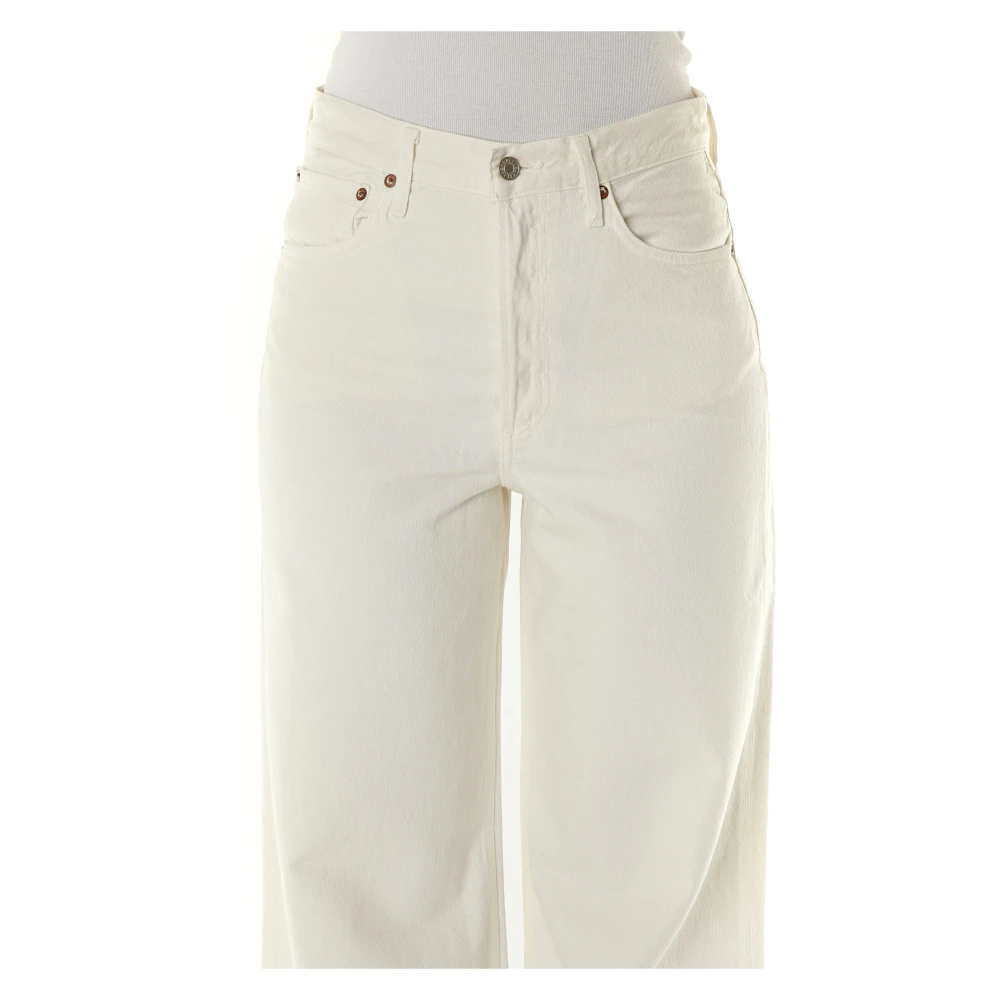 Agolde Hoge Taille Wide Leg Jeans Beige Dames