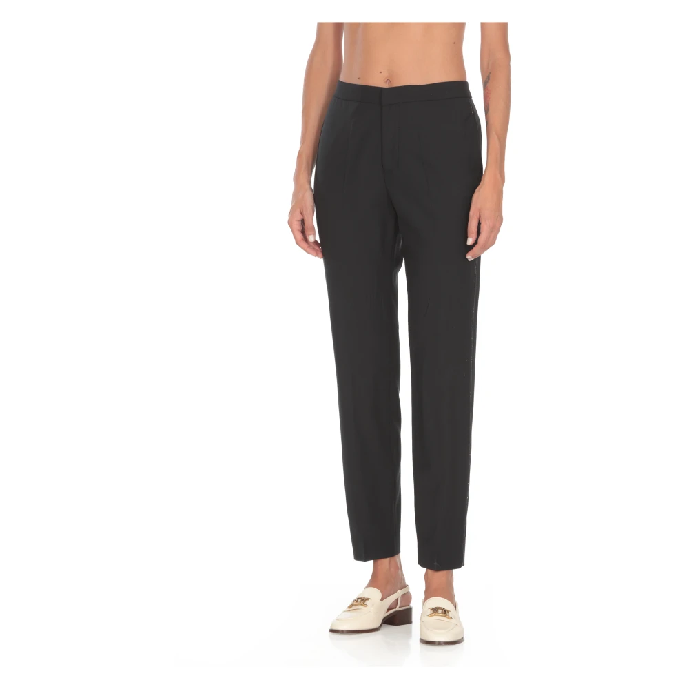 Fabiana Filippi Blauwe Wollen Broek met Helder Details Blue Dames