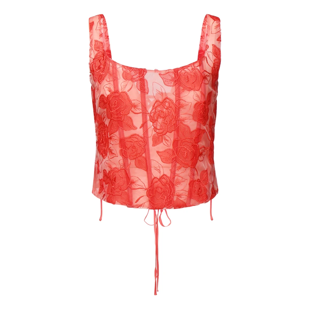 For Love & Lemons Rode Geborduurde Rozen Top Red Dames