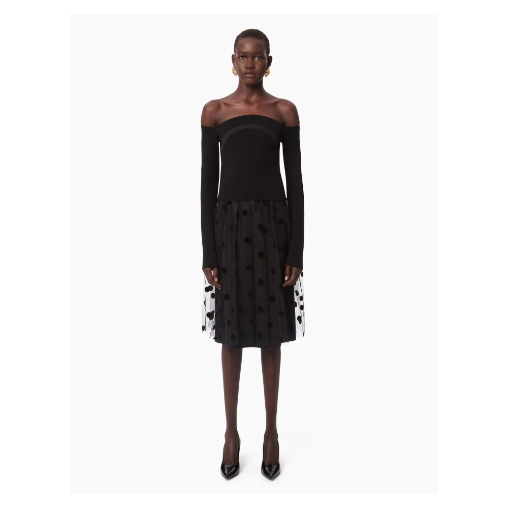 Nina Ricci Polkadots tule rok met plooien Black Dames