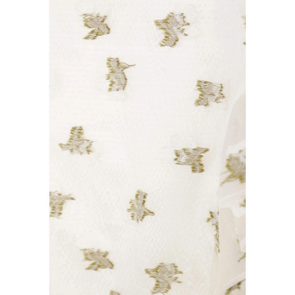 Cecilie Bahnsen Bloemen Geborduurde Midi Jurk White Dames