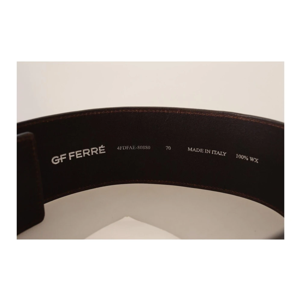 Gianfranco Ferré Breed Logo Hardware Leren Mode Riem Brown Dames
