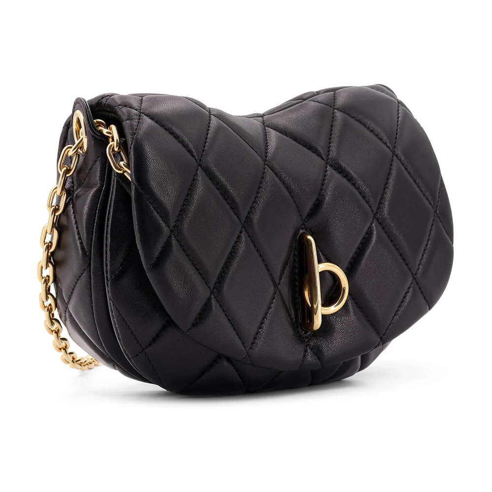 Burberry Gewatteerde leren schoudertas met klepsluiting Black Dames