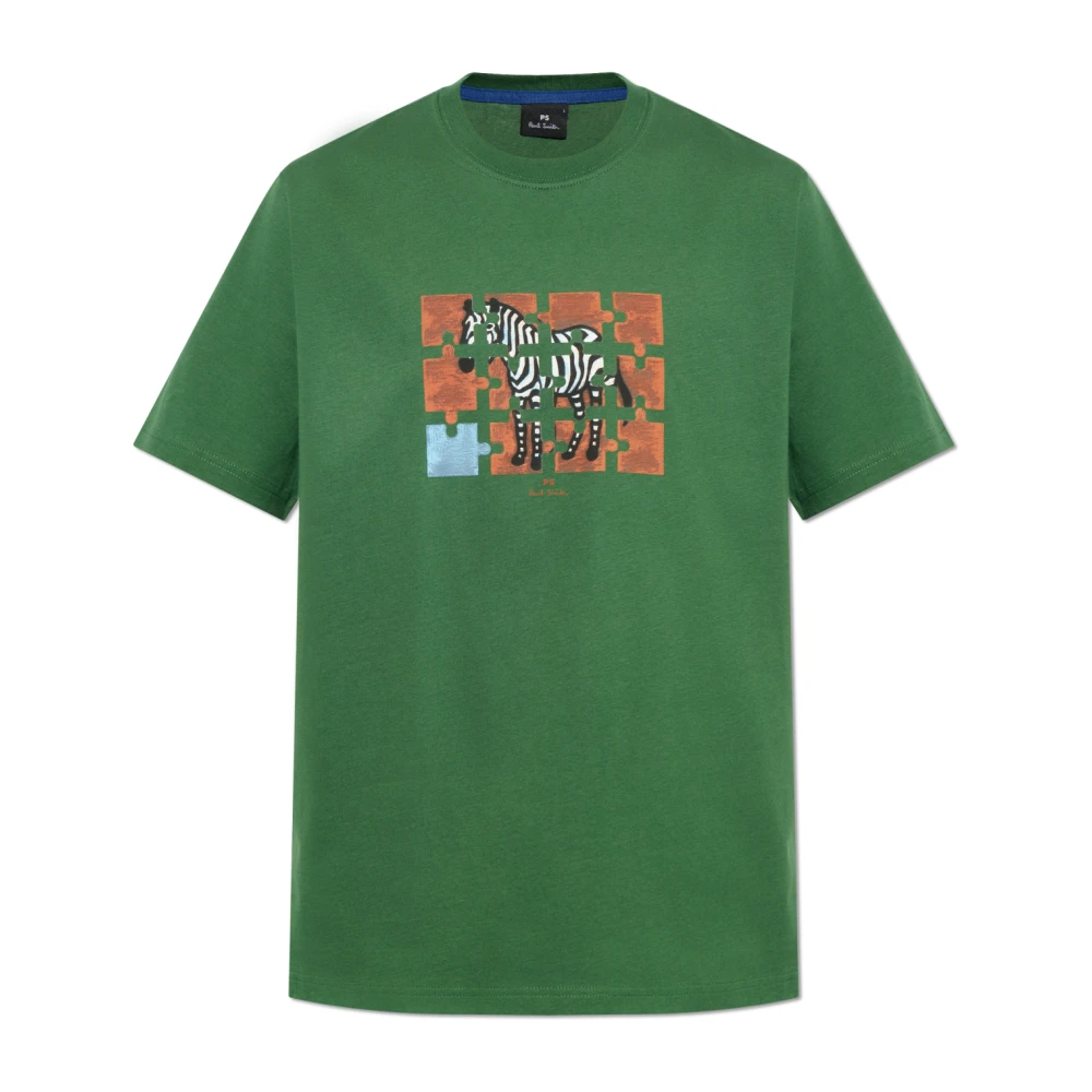 PS By Paul Smith Bedrukt T-shirt Green Heren