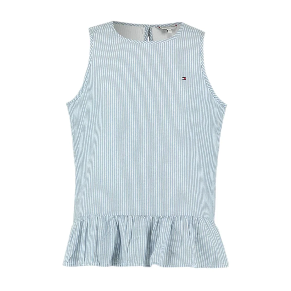 Tommy Hilfiger Girls Blue Endearing Striped Blouse - Kids Sleeveless Tops - 16 Y - Kids