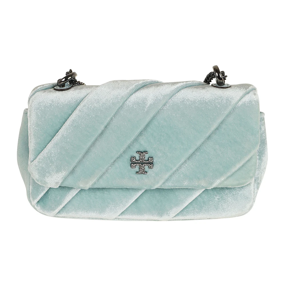 TORY BURCH Velvet Mini Flap Tas Blue Dames