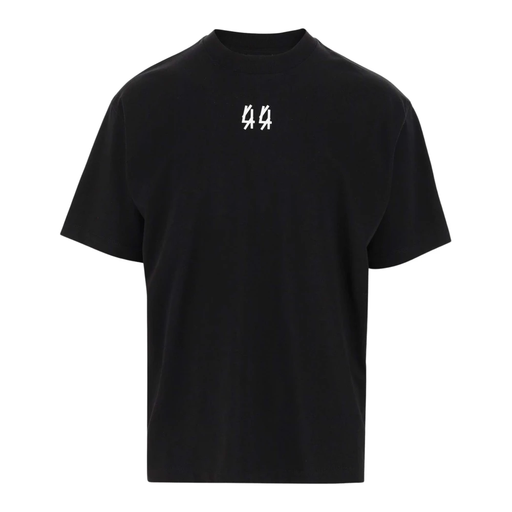 44 Label Group Katoen Crew Neck Logo Print T-Shirt Black Heren