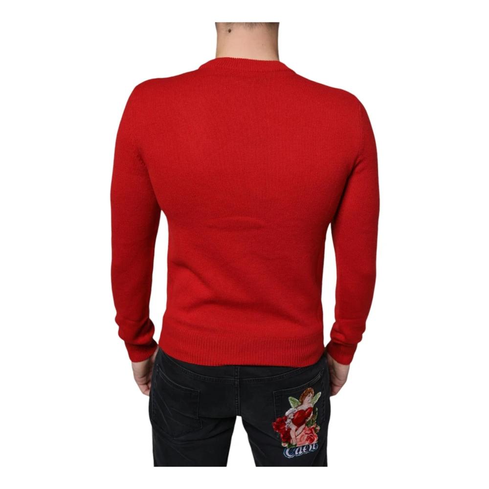 Dolce & Gabbana Geborduurde wollen ronde hals trui Multicolor Heren