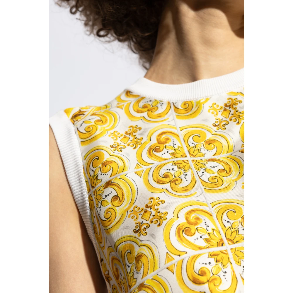 Dolce & Gabbana Top met 'Majolica'-print Yellow Dames