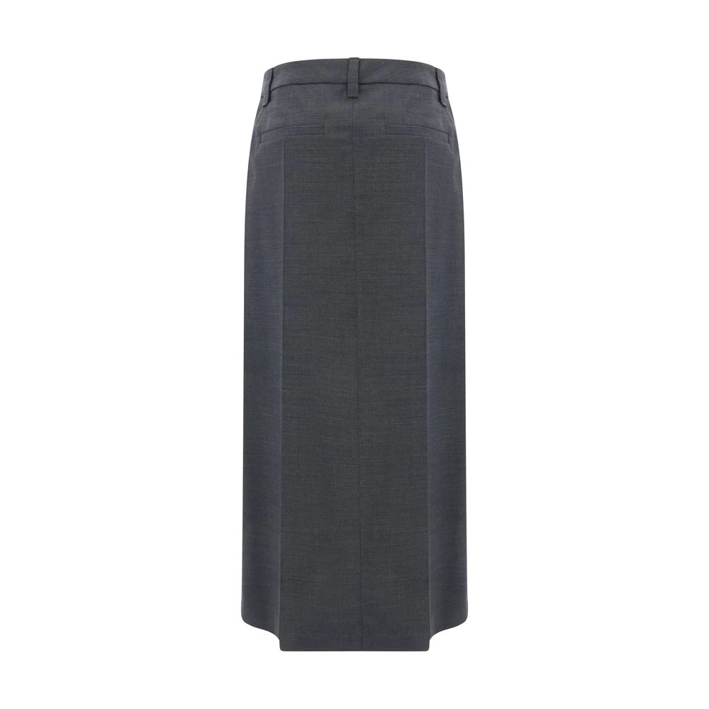 BRUNELLO CUCINELLI Midi Rok van Wolmix Gray Dames
