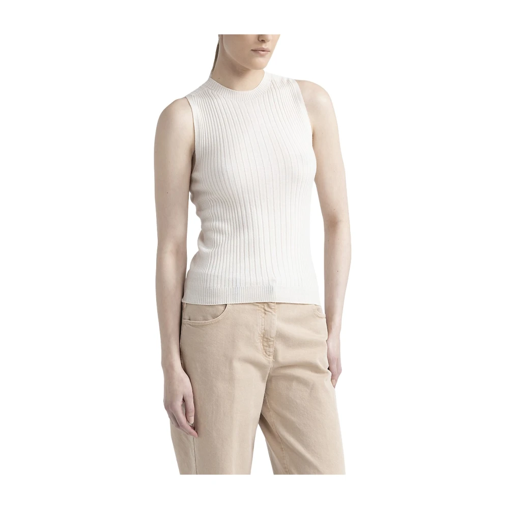 PESERICO Pure nieuwe wol geribbeld top Beige Dames