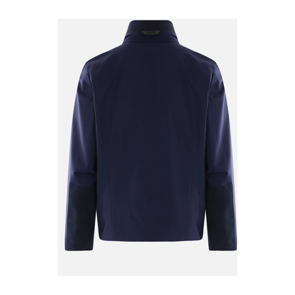 Sease Blauwe Technische Wollen Jas met Suede Details Blue Heren